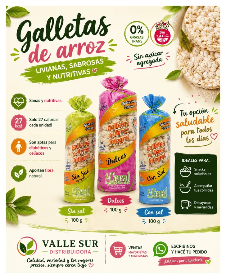 Galletas de arroz Integral sin sal 100g